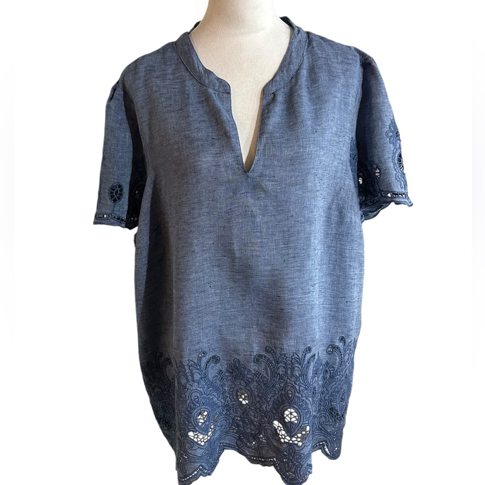 Attractive Charter Club Luxury tunic in a denim blue linen